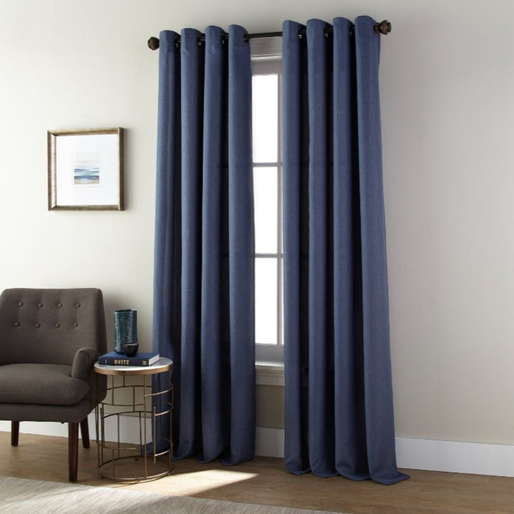 Doris Window Curtain Panel, Navy Blue, Size 54 x 84" (Single) NWT